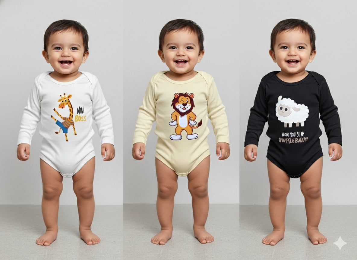 12-24 Months, Baby Boy Onesies Set of 3 (White, Yellow, Black