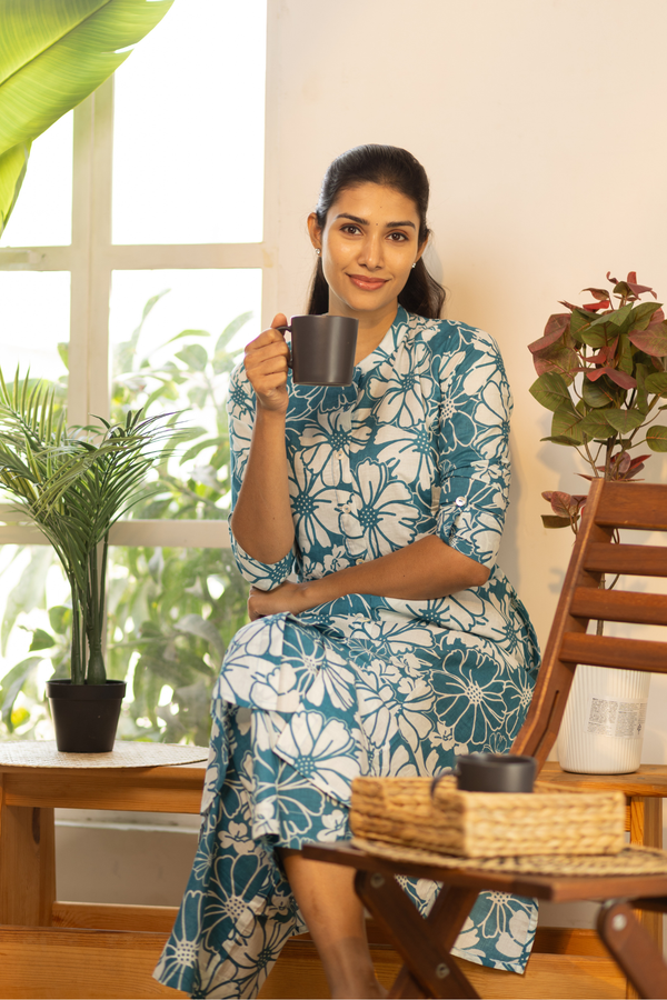 Blue Floral Feeding Co-ord Set