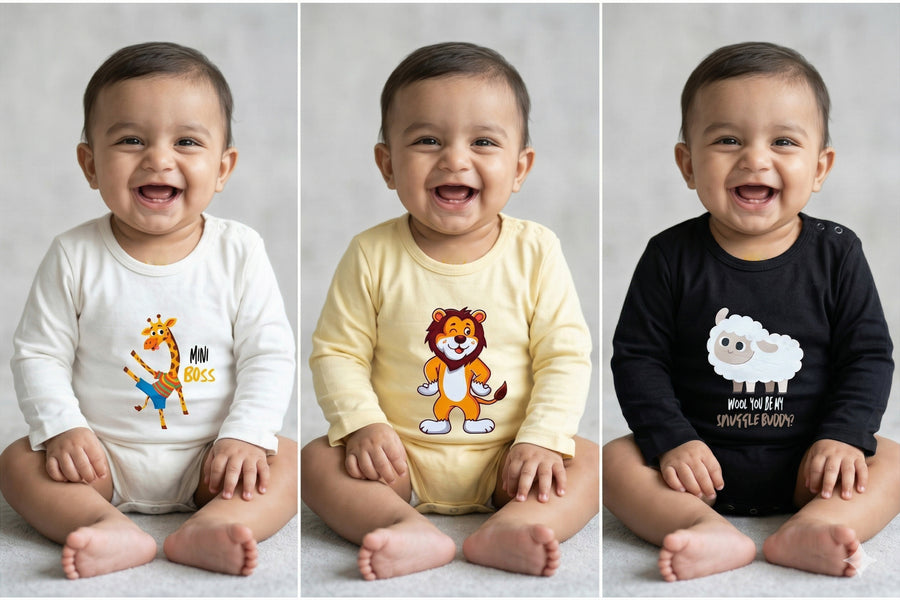 12-24 Months, Baby Boy Onesies Set of 3 (White, Yellow, Black)