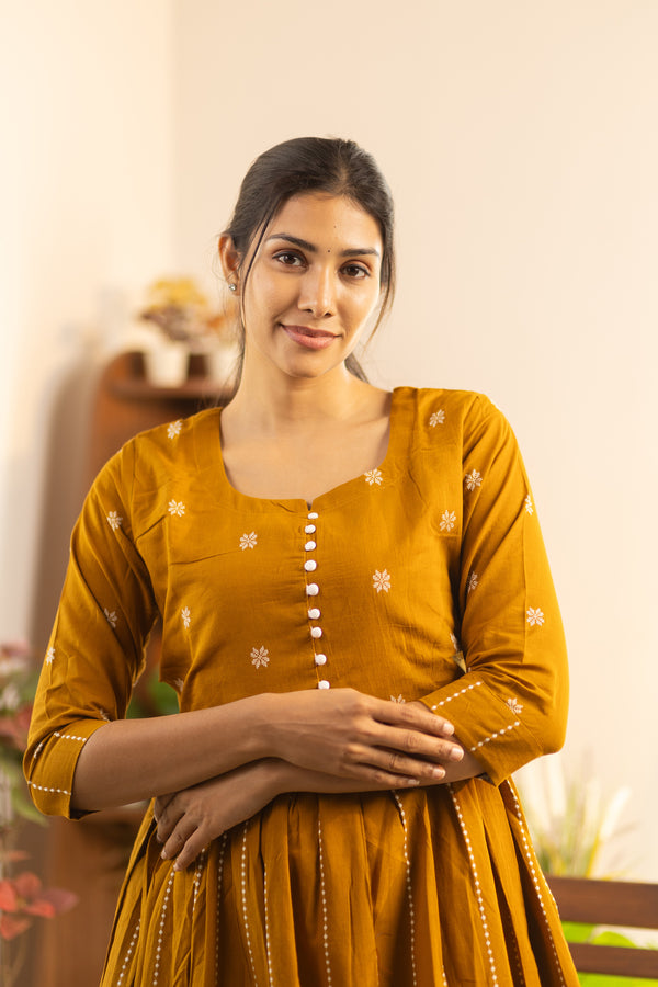 Mustard Yellow Handloom Maxi