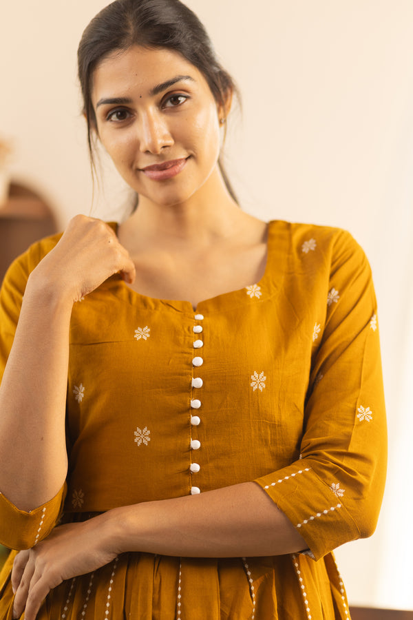 Mustard Yellow Handloom Maxi