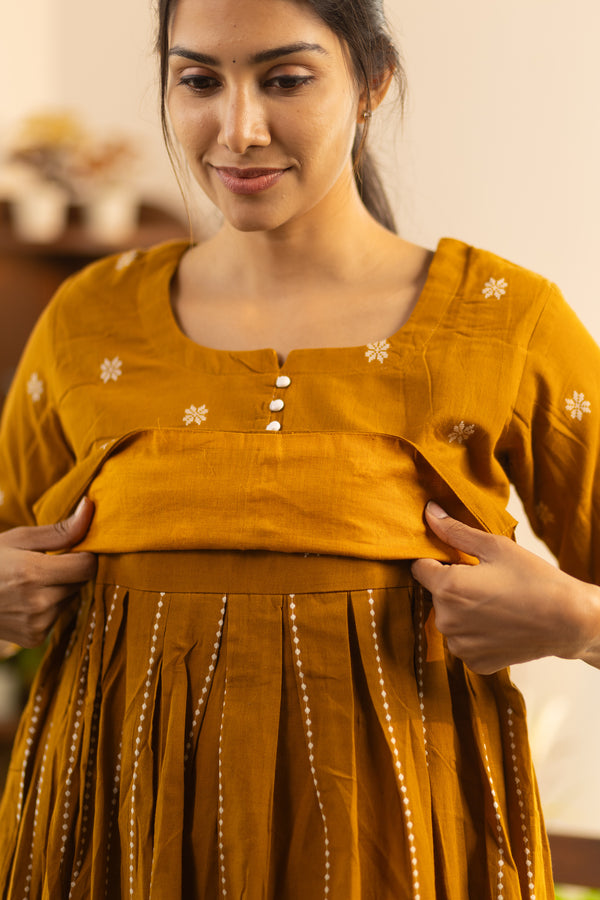 Mustard Yellow Handloom Maxi