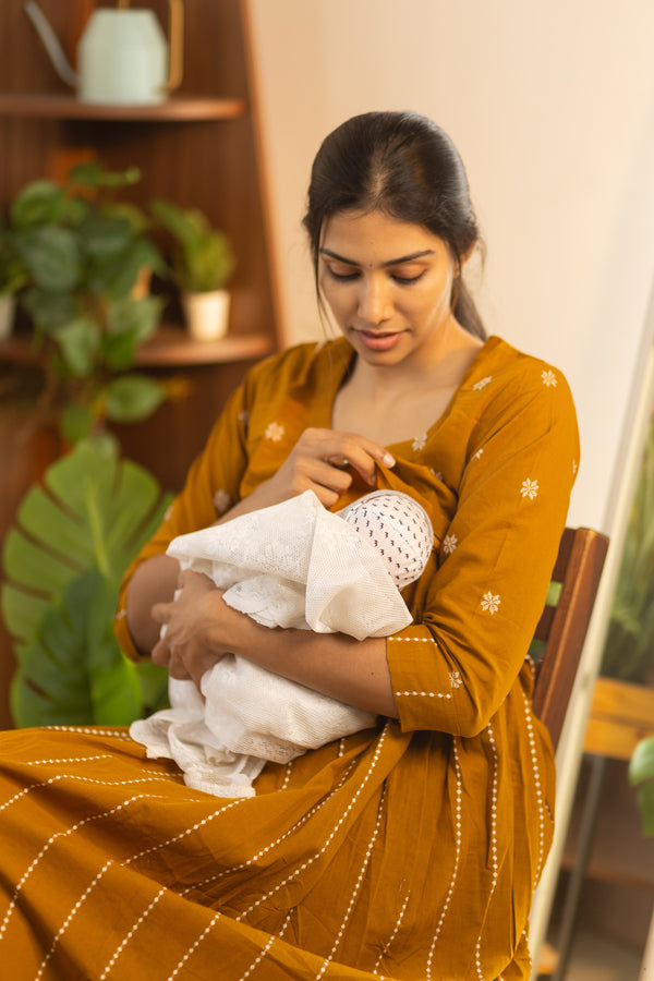 Mustard Yellow Handloom Maxi