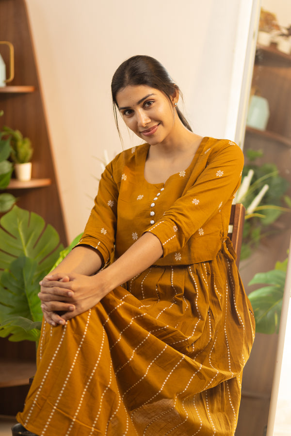 Mustard Yellow Handloom Maxi