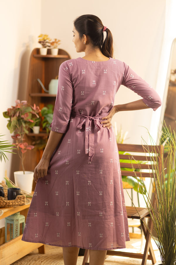 Rouge Pink White Butterfly Handloom Maxi