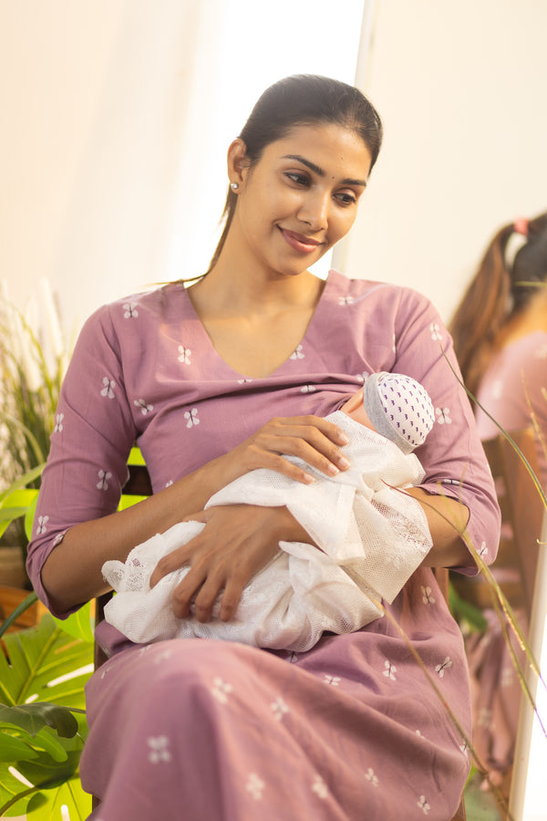 Rouge Pink White Butterfly Handloom Maxi