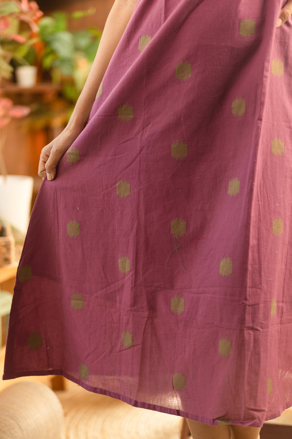 Red Grape with Green Butis Handloom Maxi