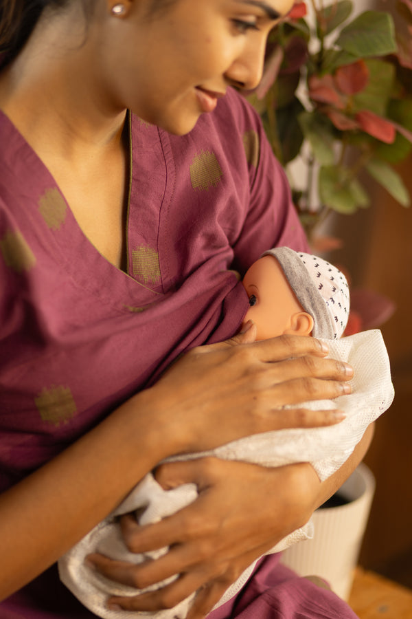 Red Grape with Green Butis Handloom Maxi