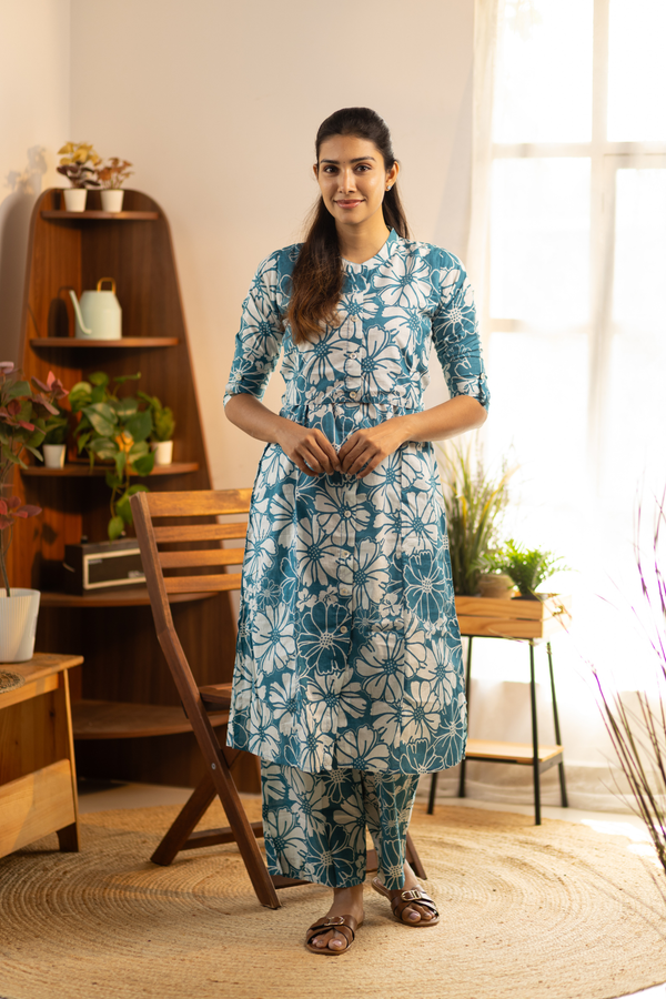 Blue Floral Feeding Co-ord Set