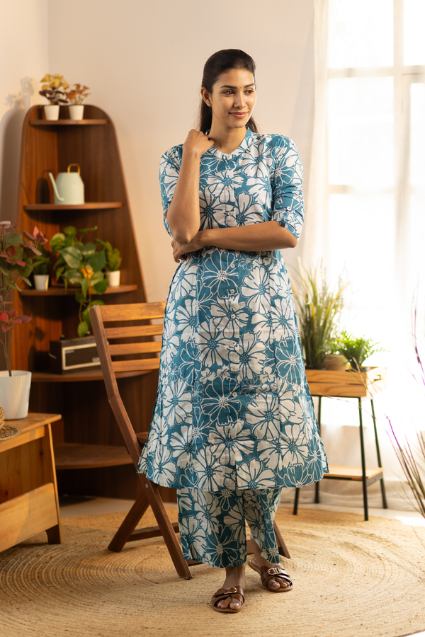 Blue Floral Feeding Co-ord Set