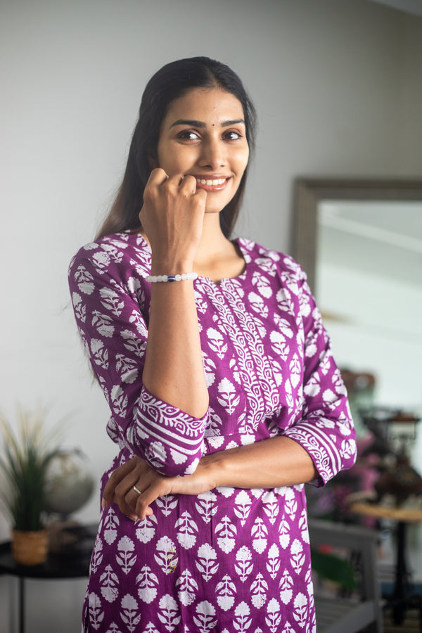 Purple Block Print Suit Set