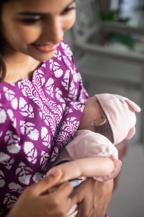 Purple Block Print Suit Set