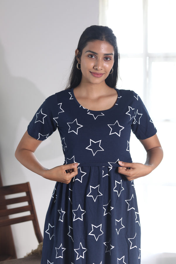 Navy Blue Stars Night & Lounge Gown