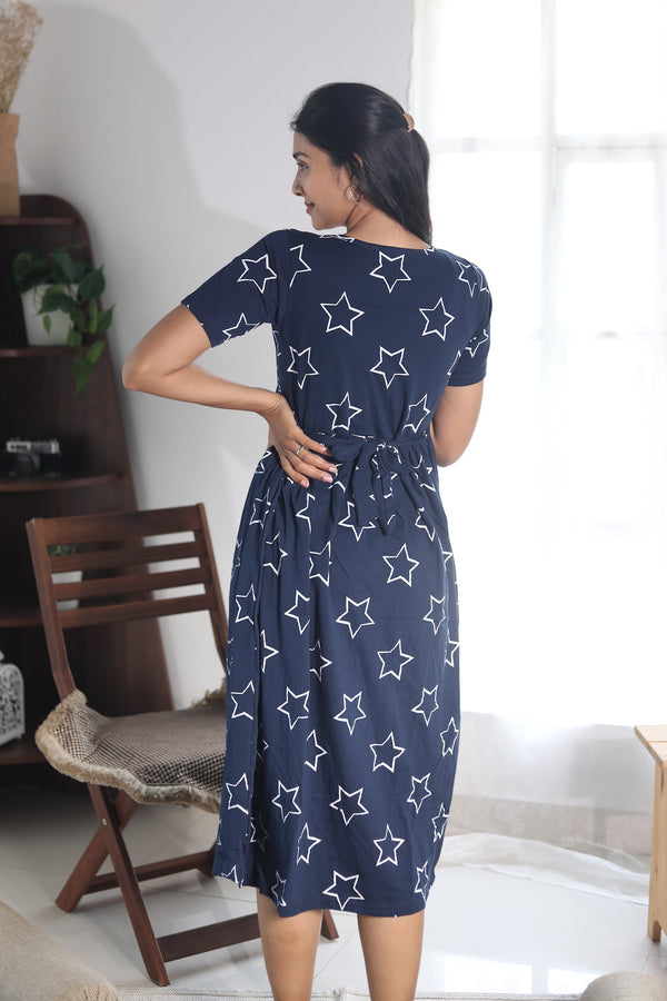 Navy Blue Stars Night & Lounge Gown