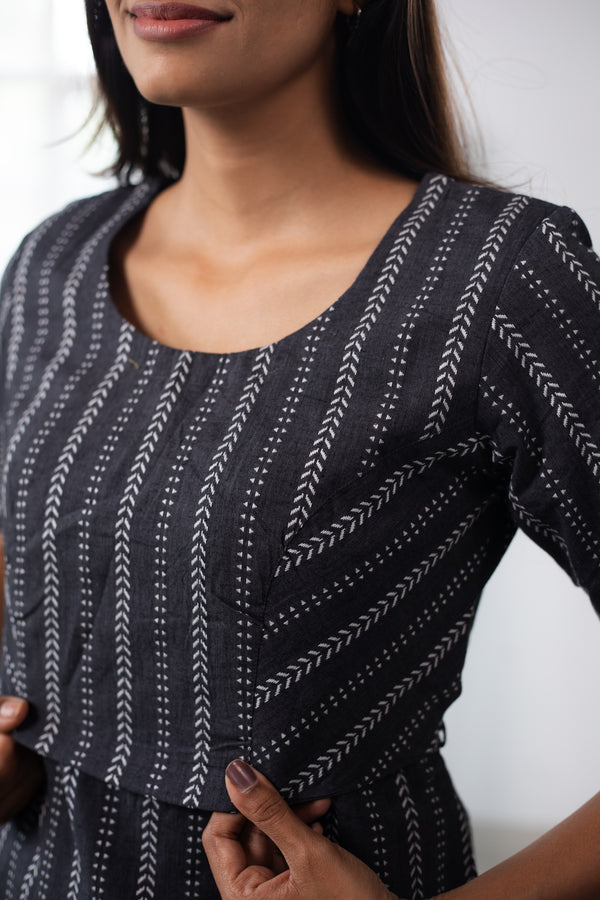 Black Lines Handloom Top