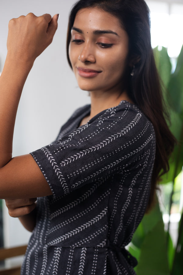 Black Lines Handloom Top