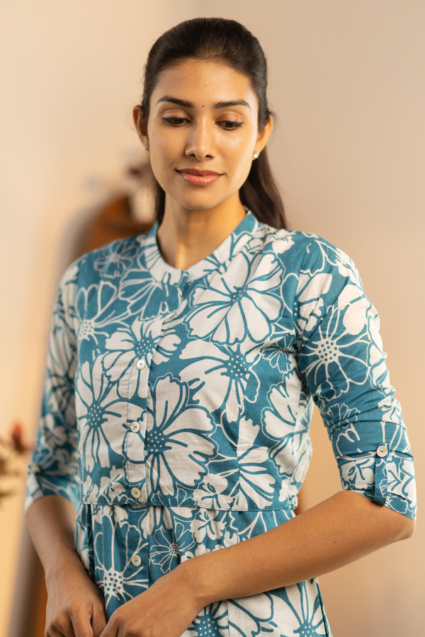 Blue Floral Feeding Co-ord Set