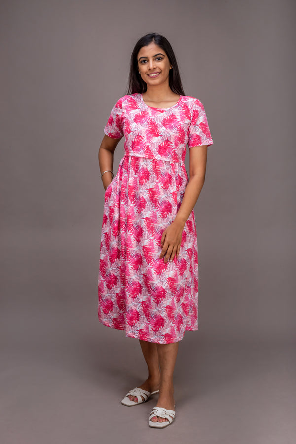 Pink Leaves Night and Lounge Gown