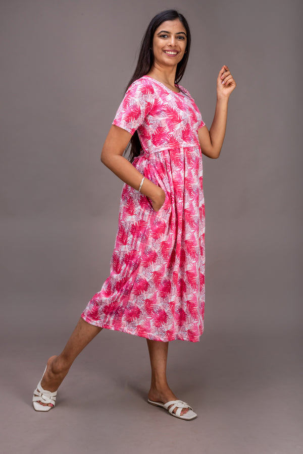 Pink Leaves Night and Lounge Gown