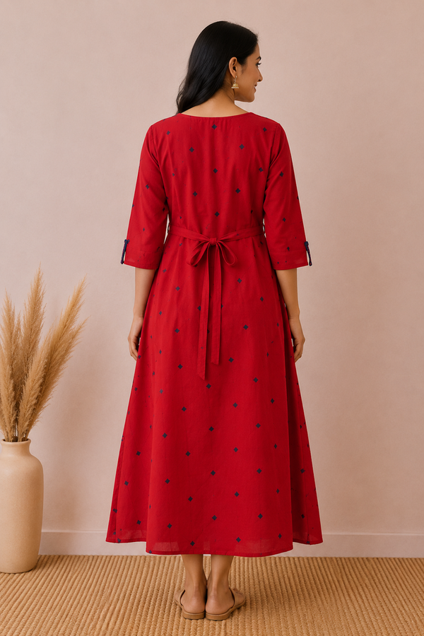 Rust Orange Navy Blue Butis Handloom Feeding Maxi